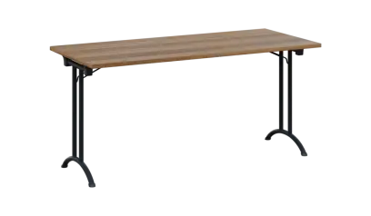 SLA 160 lak skládací jednací stůl 1600x700, deska 25 mm, podnož černý lak, deska ořech světlý